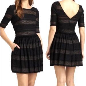 BCBG Max Azria Guilty as Charged XS S Black Lace Cocktail Dress Whimsy Goth Mesh